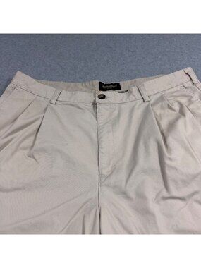Eddie Bauer Men’s 40 Khaki Pleated Chino Shorts 100% Cotton Classic Fit